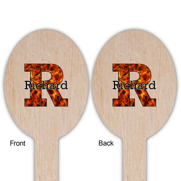 Fire Wooden Food Pick - Oval - Double Sided - Front & Back