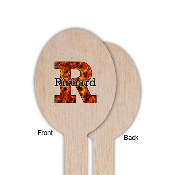 Fire Wooden Food Pick - Oval - Single Sided - Front & Back