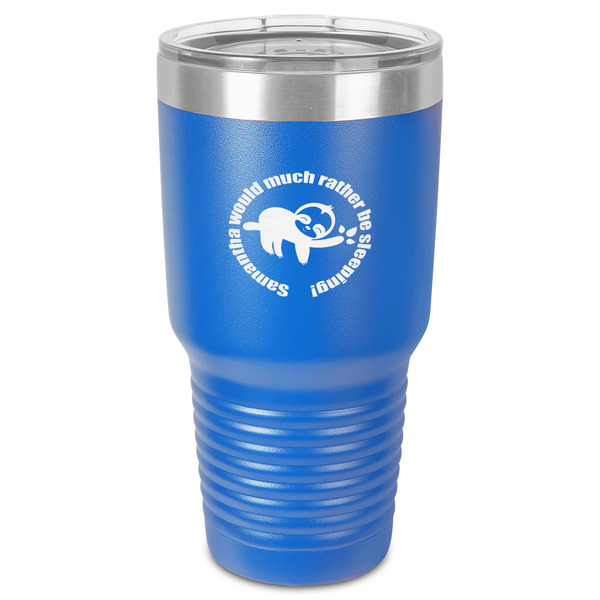 Custom Sloth 30 oz Stainless Steel Tumbler - Royal Blue - Single-Sided (Personalized)