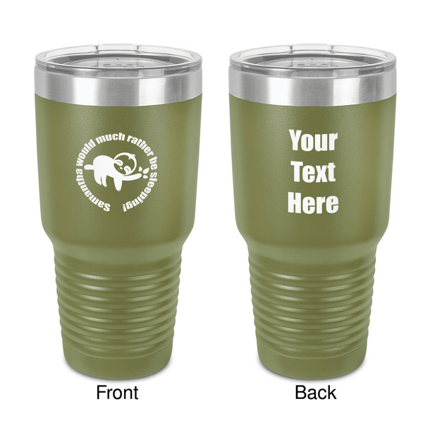 Custom Sloth 30 oz Stainless Steel Tumbler - Olive - Double-Sided (Personalized)