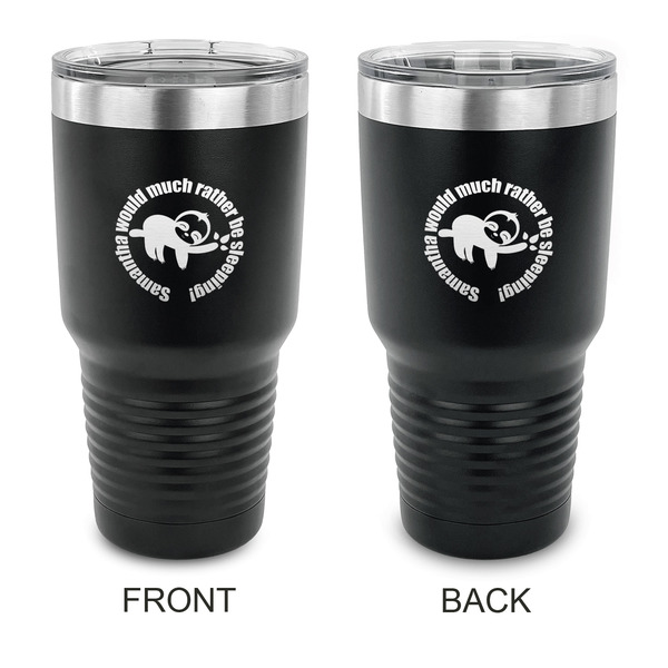 Custom Sloth 30 oz Stainless Steel Tumbler - Black - Double Sided (Personalized)