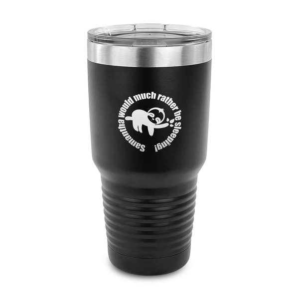 Custom Sloth 30 oz Stainless Steel Tumbler - Black - Single Sided (Personalized)