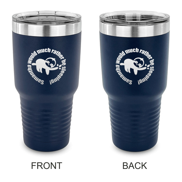 Custom Sloth 30 oz Stainless Steel Tumbler - Navy - Double Sided (Personalized)