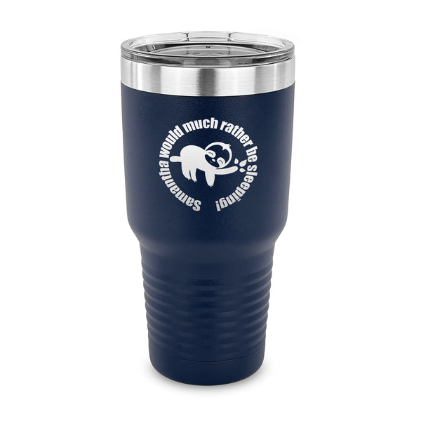 Sloth 30 oz Stainless Steel Ringneck Tumblers - Navy - FRONT