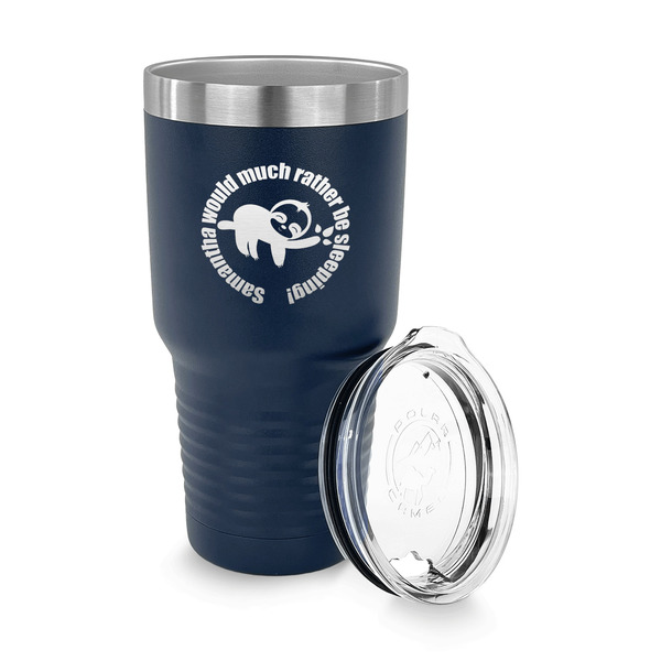 Sloth 30 oz Stainless Steel Ringneck Tumblers - Navy - LID OFF