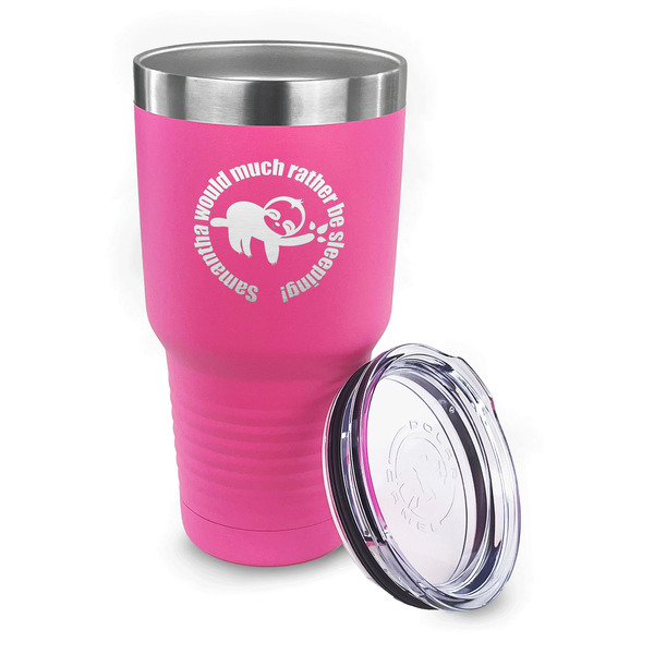 Sloth 30 oz Stainless Steel Ringneck Tumblers - Pink - LID OFF