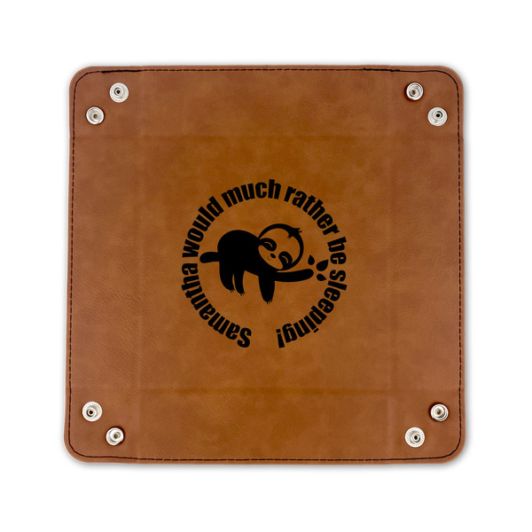Sloth 6" x 6" Leatherette Snap Up Tray - FLAT FRONT