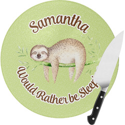 Sloth Round Glass Cutting Board - Small (Personalized)