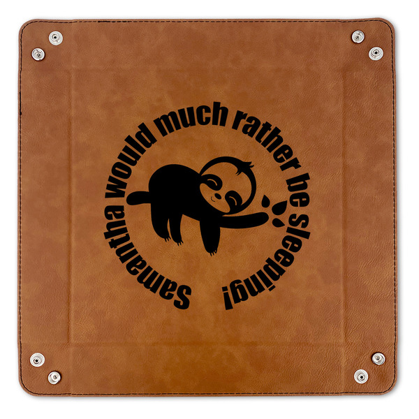 Sloth 9" x 9" Leatherette Snap Up Tray - APPROVAL (FLAT)