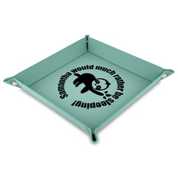 Sloth 9" x 9" Teal Faux Leather Valet Tray (Personalized)