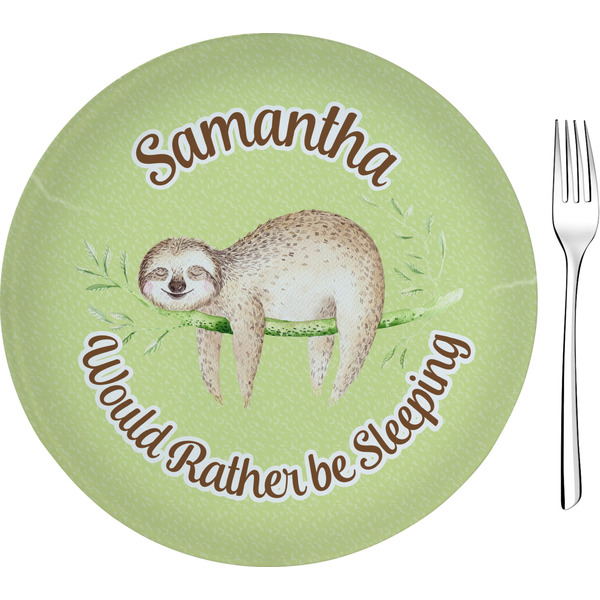 Custom Sloth 8" Glass Appetizer / Dessert Plates - Single or Set (Personalized)