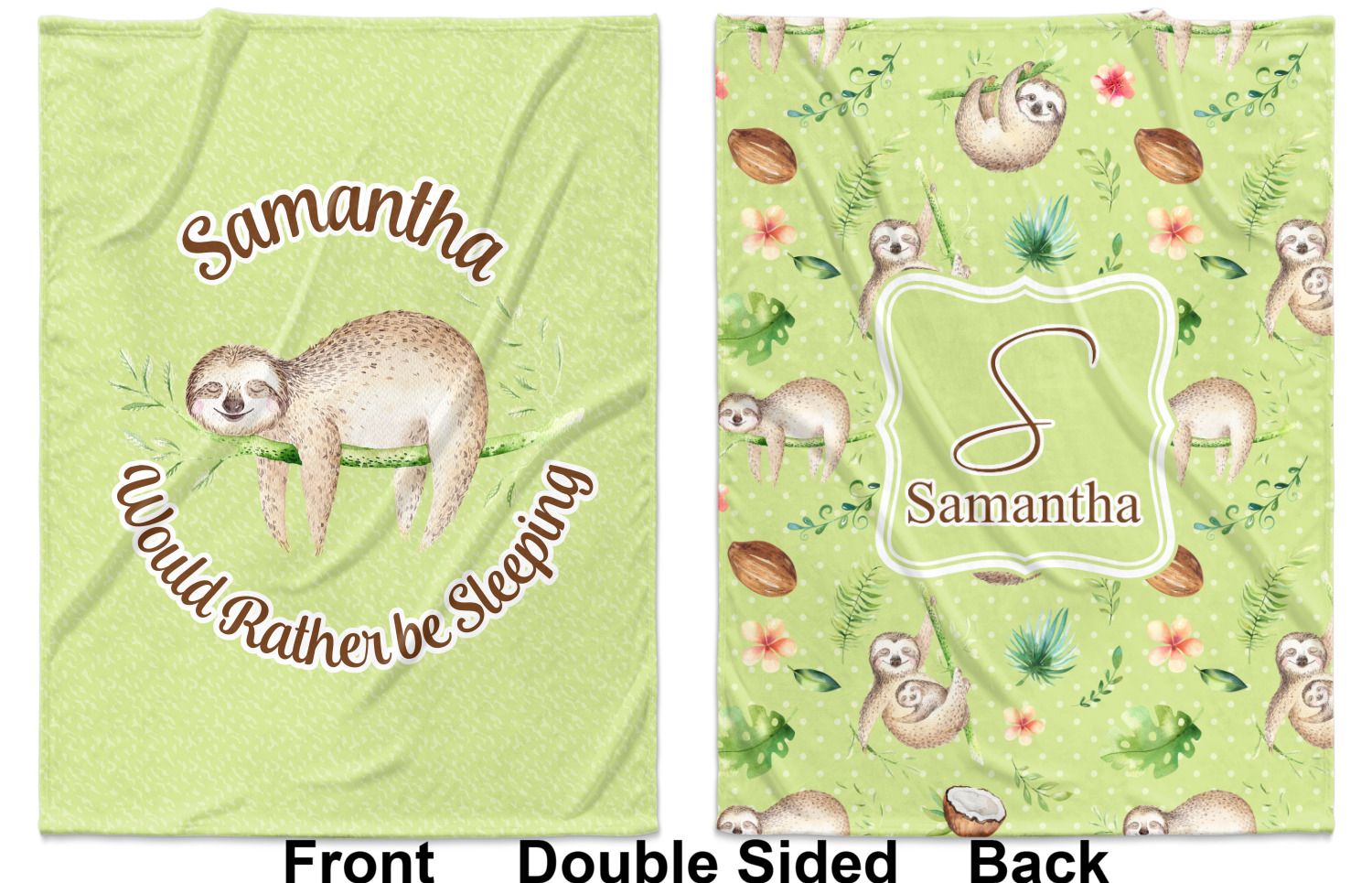 personalized sloth baby blanket