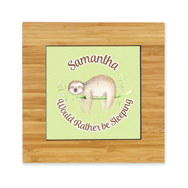Custom Sloth Bamboo Trivet with Ceramic Tile Insert (Personalized)