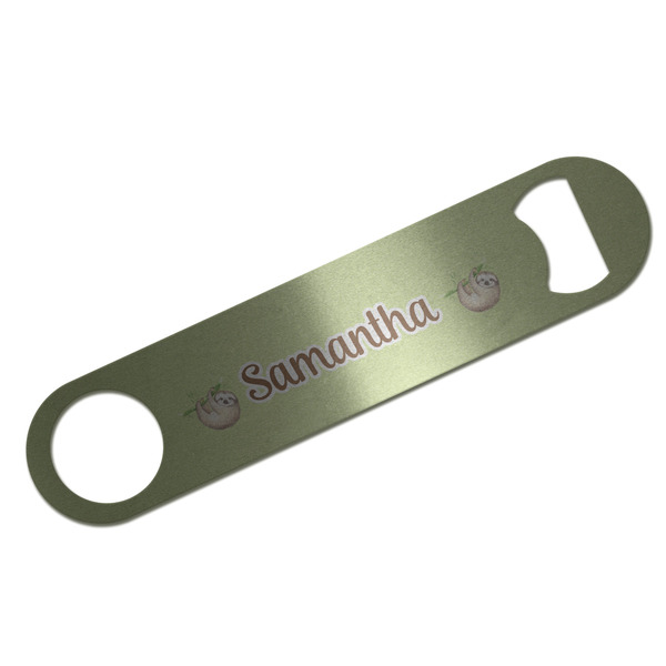 Custom Sloth Bar Bottle Opener - Silver w/ Name or Text