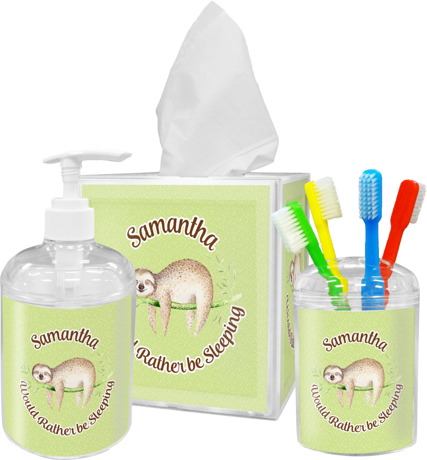 Sloth Acrylic Bathroom Accessories Set W Name Or Text Youcustomizeit