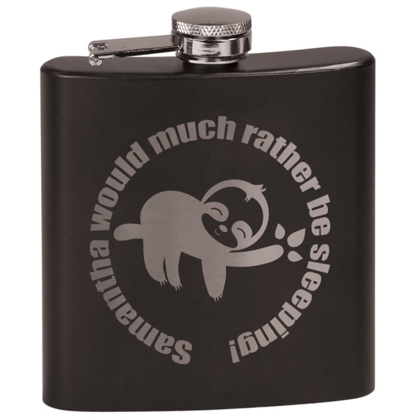 Custom Sloth Black Flask Set (Personalized)