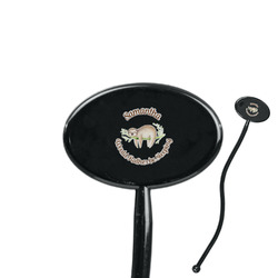 Sloth 7" Oval Plastic Stir Sticks - Black - Single Sided (Personalized)