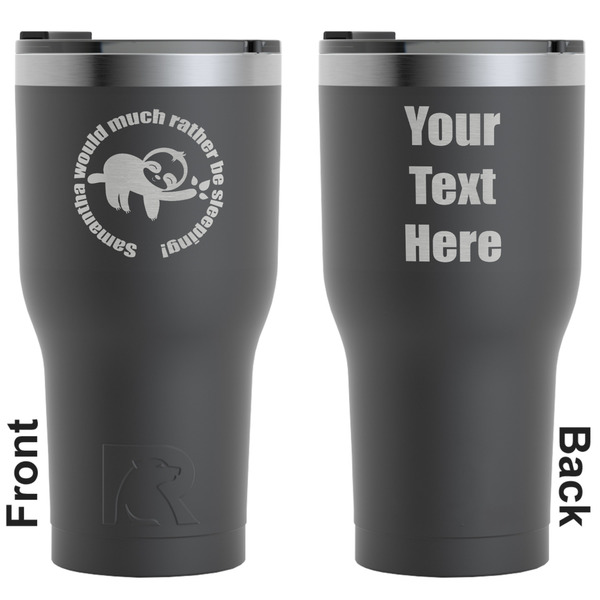 Custom Sloth RTIC Tumbler - Black - Engraved Front & Back (Personalized)