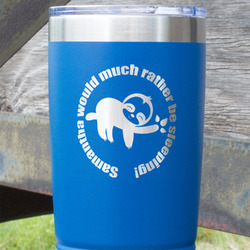 Sloth 20 oz Stainless Steel Tumbler - Royal Blue - Single Sided (Personalized)
