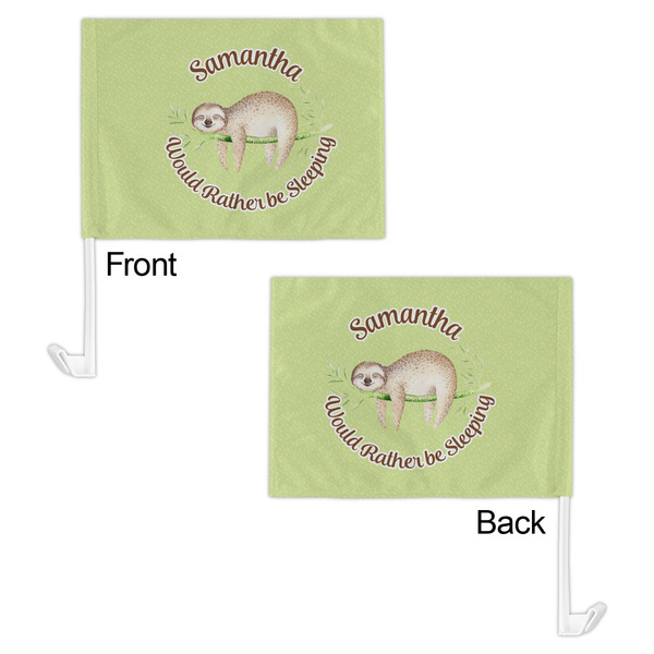 Sloth Car Flag - 11" x 8" - Front & Back View