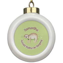 Sloth Ceramic Ball Ornament (Personalized)