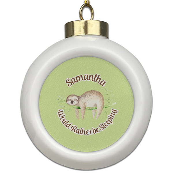 Custom Sloth Ceramic Ball Ornament (Personalized)