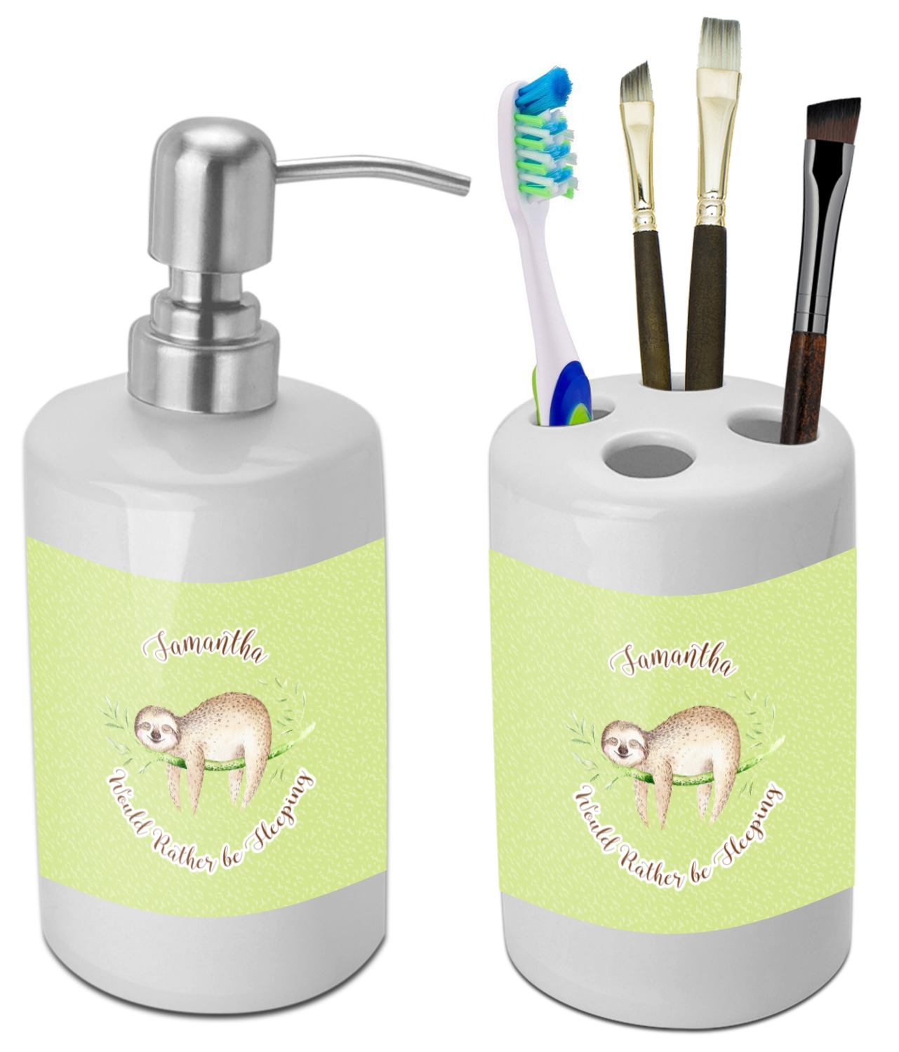 Sloth Bathroom Accessories Set (Ceramic) (Personalized) YouCustomizeIt