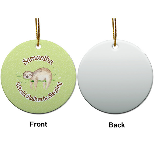 Sloth Ceramic Flat Ornament - Circle Front & Back (APPROVAL)