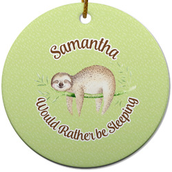 Sloth Round Ceramic Ornament w/ Name or Text