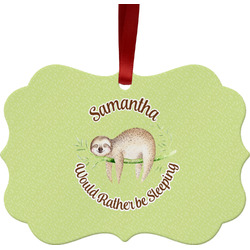 Sloth Metal Frame Ornament - Double Sided w/ Name or Text