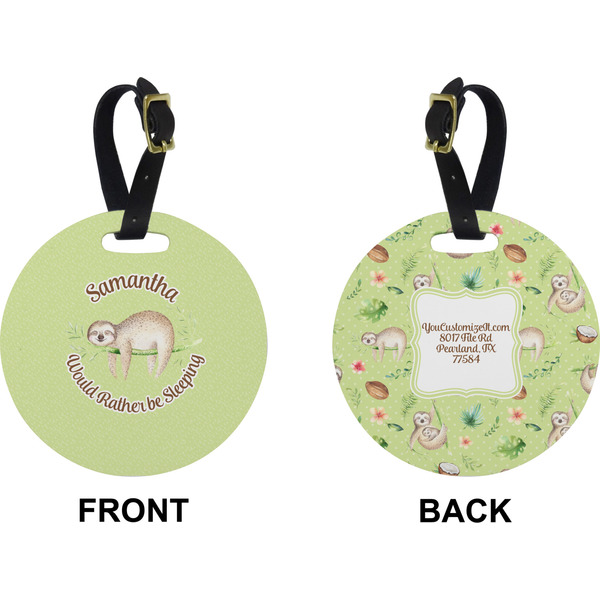 Sloth Circle Luggage Tag (Front + Back)