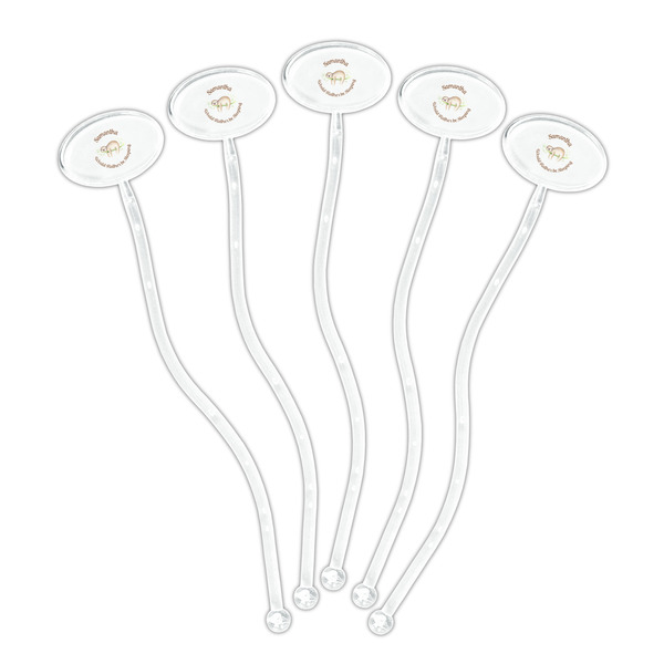 Sloth Clear Plastic 7" Stir Stick - Oval - Fan