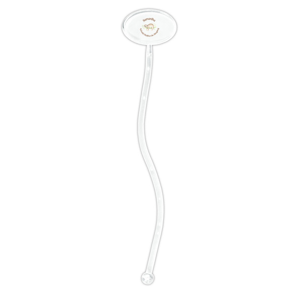 Sloth Clear Plastic 7" Stir Stick - Oval - Single Stick