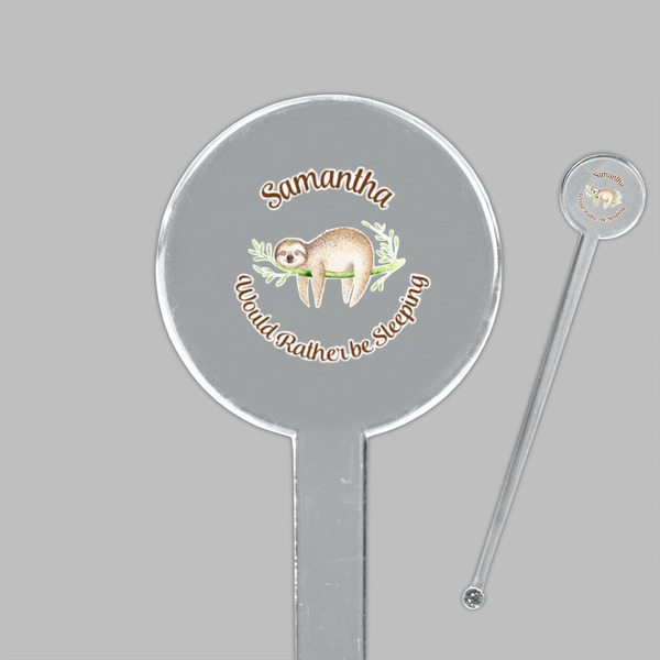Sloth Clear Plastic 7" Stir Stick - Round - Closeup