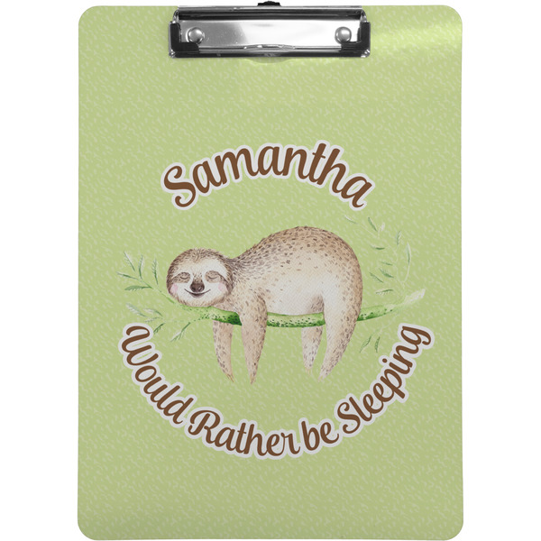 Custom Sloth Clipboard (Letter Size) (Personalized)