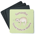 Sloth Square Rubber Backed Coasters - Set of 4 (Personalized)