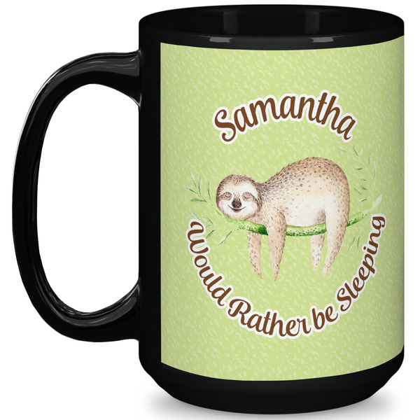 Custom Sloth 15 Oz Coffee Mug - Black (Personalized)