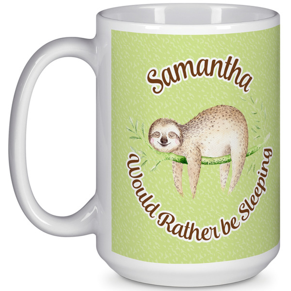 Custom Sloth 15 Oz Coffee Mug - White (Personalized)