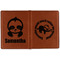 Sloth Cognac Leather Passport Holder Outside Double Sided - Apvl
