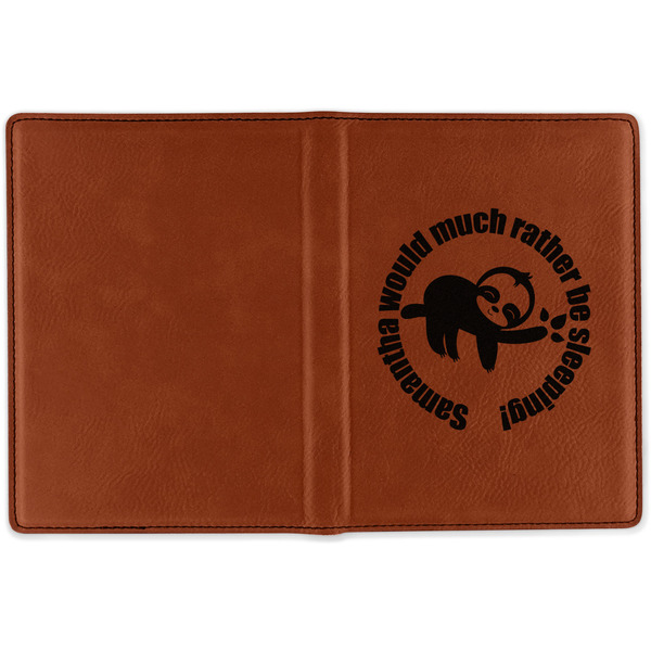 Sloth Cognac Leather Passport Holder Outside Single Sided - Apvl