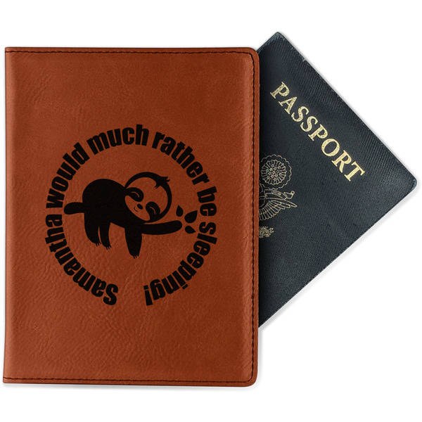 Custom Sloth Passport Holder - Faux Leather - Double Sided (Personalized)