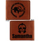 Sloth Cognac Leatherette Bifold Wallets - Front and Back