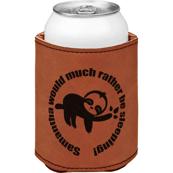 Custom Sloth Leatherette Can Sleeve - Double Sided (Personalized)