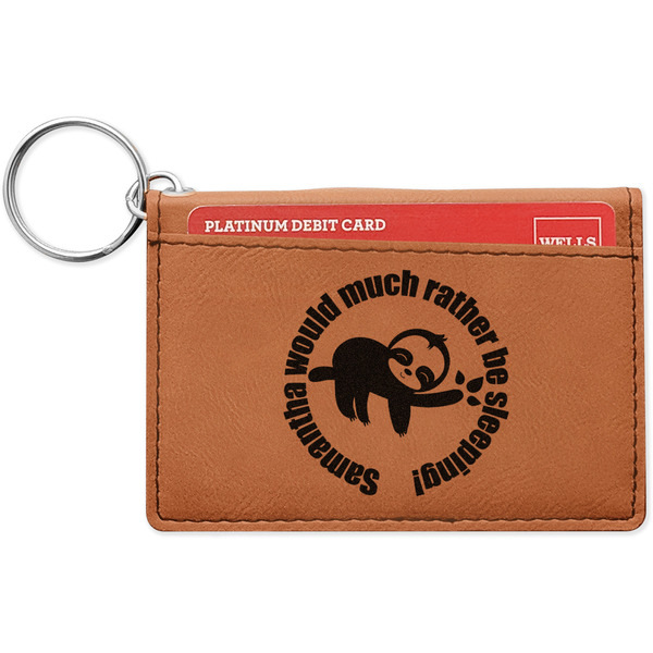 Custom Sloth Leatherette Keychain ID Holder - Double Sided (Personalized)