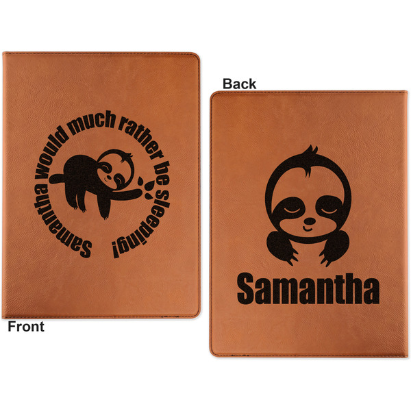 Sloth Cognac Leatherette Portfolios with Notepad - Large - Double Sided - Apvl
