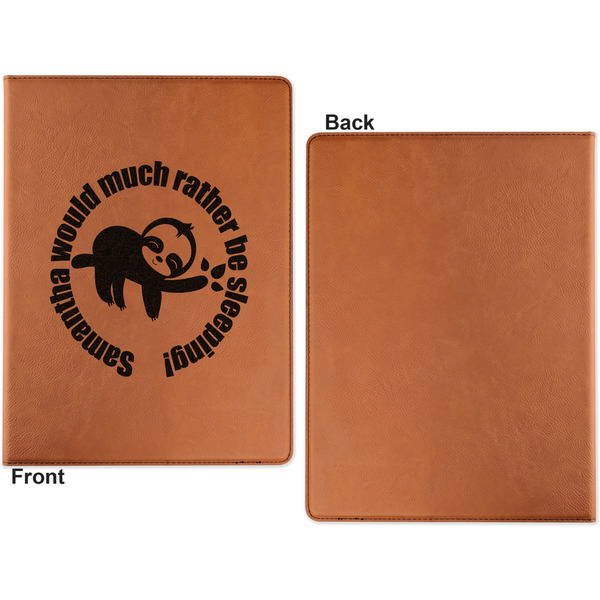 Sloth Cognac Leatherette Portfolios with Notepad - Large - Single Sided - Apvl