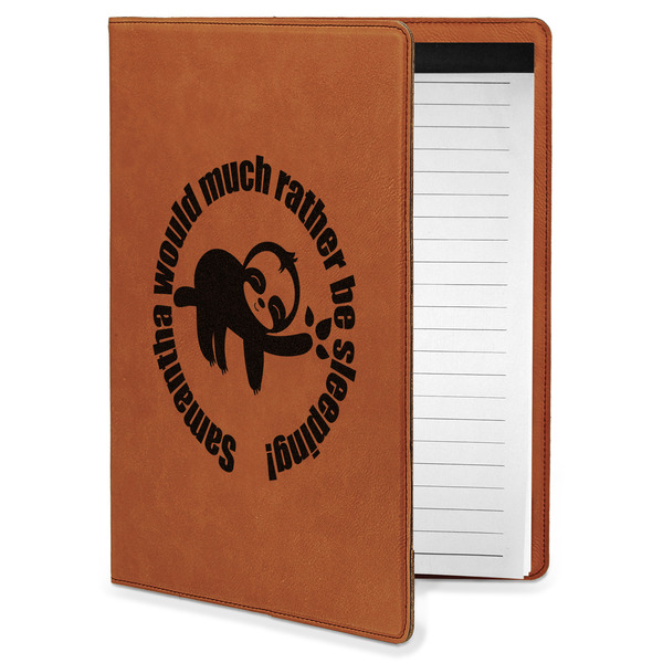 Custom Sloth Leatherette Portfolio with Notepad - Small - Double Sided (Personalized)