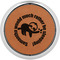 Sloth Cognac Leatherette Round Coasters w/ Silver Edge - Single