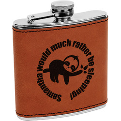 Sloth Leatherette Wrapped Stainless Steel Flask (Personalized)