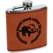 Sloth Cognac Leatherette Wrapped Stainless Steel Flask